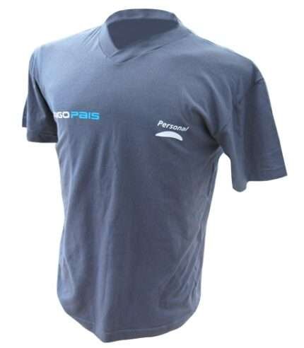 Remera Algodón Manga Corta Con Cuello Escote En V Cardada