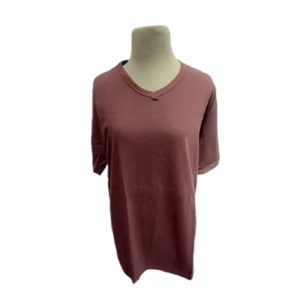Remera Algodón Manga Corta Con Cuello Escote En V Peinado